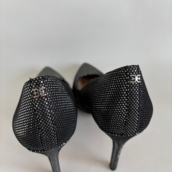 Sam Edelman womens Hazel Heels Black silver Metallic pointed toe size 9 - Picture 4 of 9